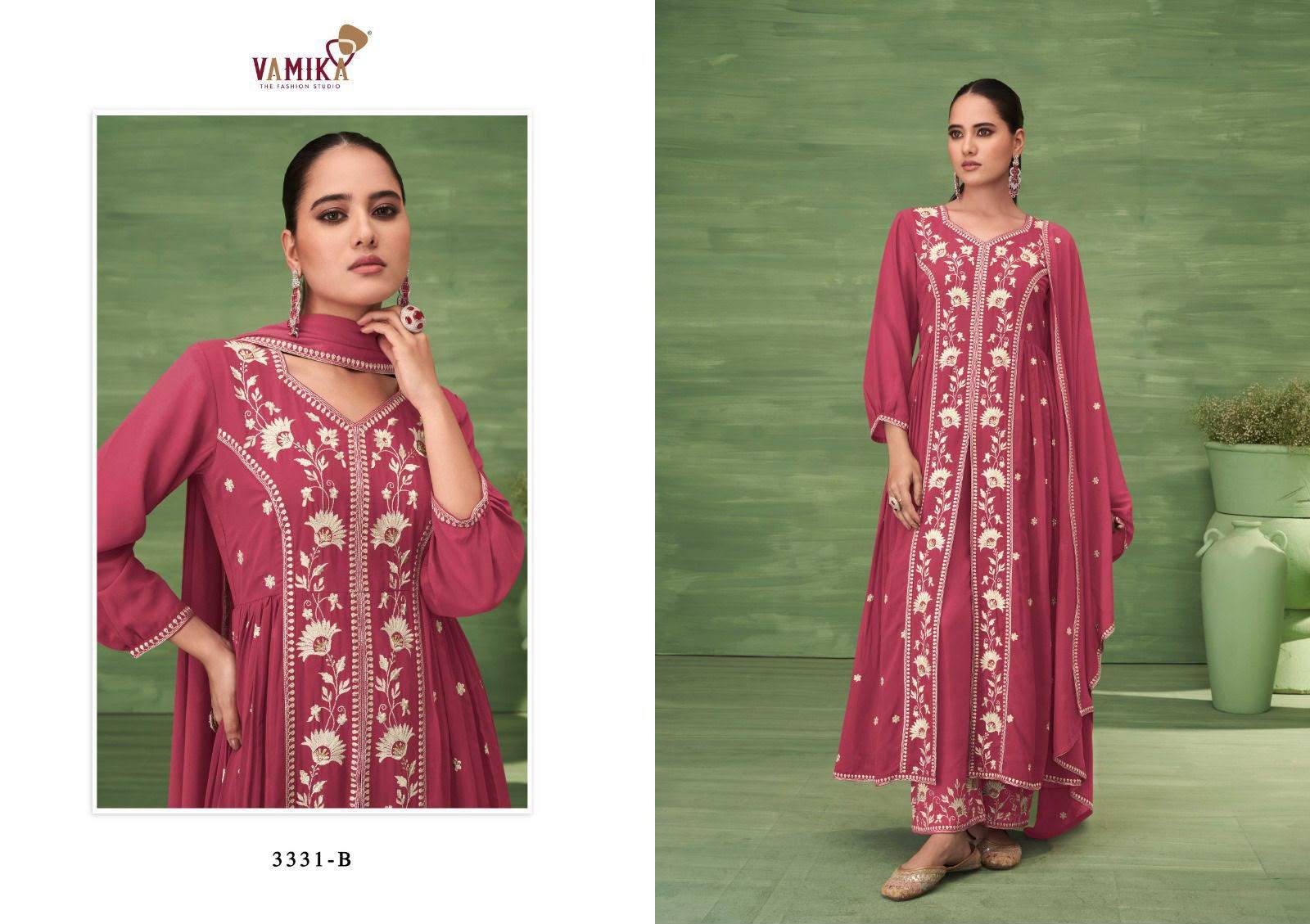 ASHIMA VOL-1 By Vamika 3331A To 3331E Series Beautiful Festive Suits Colorful Stylish Fancy Ethnic Wear Hevy Blooming Embroidery Dresses At Wholesale Price